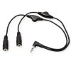 Roline Audio Y kabel, 3.5mm Stereo (M) - 2×3.5mm Stereo (F), kontrola glasnoće, 0.3m