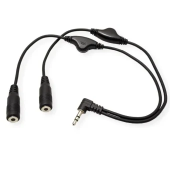 Roline Audio Y kabel, 3.5mm Stereo (M) - 2×3.5mm Stereo (F), kontrola glasnoće, 0.3m