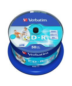 CD-R Verbatim 700MB 52× DataLife/Wide Inkjet Printable/No ID 50 pack spindle