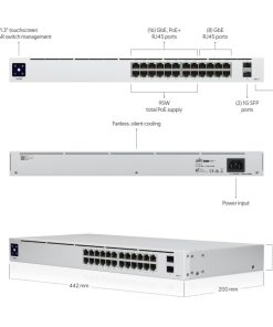 Ubiquiti UniFi Managed 24-port Gigabit Switch, 16-port PoE+, 2×SFP, Rackmount, 95W (USW-24-PoE Gen2)