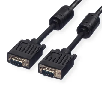 Roline VGA HQ kabel (feritna jezgra), HD15 M/M, 15m, crni