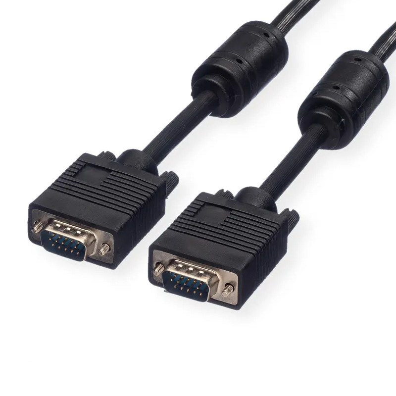 Roline VGA HQ kabel (feritna jezgra), HD15 M/M, 15m, crni
