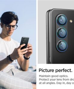 Spigen Glass tR EZ Fit Optik Pro, zaštitno staklo za kameru, 2 kom + okvir za instalaciju, crno - Samsung Galaxy Z Fold5 (AGL06524)