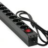 Masterlan 19" distribution panel 8x230V, black, 1,4m, aluminium