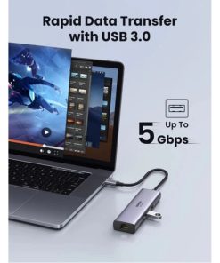 UGREEN 7-portni USB-C HUB 2xUSB-A 3.0, 1xHDMI 4K 60Hz, 1xRJ45, 1xSD, 1xTF, 1x USB-C PD, sivi