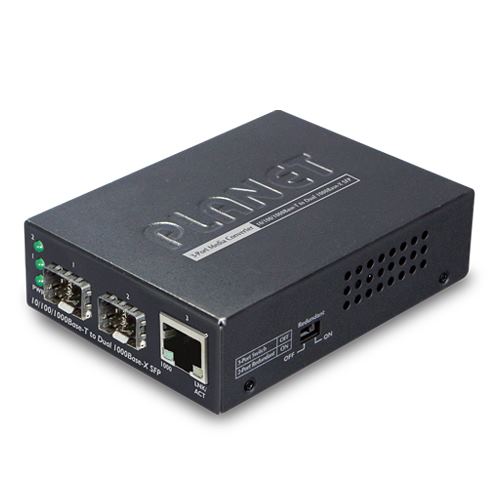 Planet 1GbE RJ45 to 2-Port dual speed 100mbps 1G SFP Open Slot) Switch Redundant Media Converter