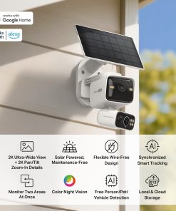 TP-Link Tapo C645D kamera + Tapo A201 Solar panel 2x 2K/3MP (2304×1296)Color Night Vision, microSD, 6×Spotlights, detekcija pokreta, IP65, ugrađena punjiva Li-Ion baterija, Wi-Fi/Tapo app