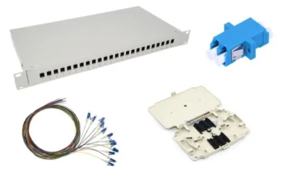 NFO Patch Panel 1U 19" Closed - Singlemode 24x LC UPC Duplex Adapter Pigtail kazeta SET