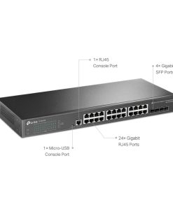 TP-Link Omada JetStream 24-port Gigabit Smart preklopnik (Switch), 24×10/100/1000M RJ45 ports, 4×Gigabit SFP, 1U 19" rack mount