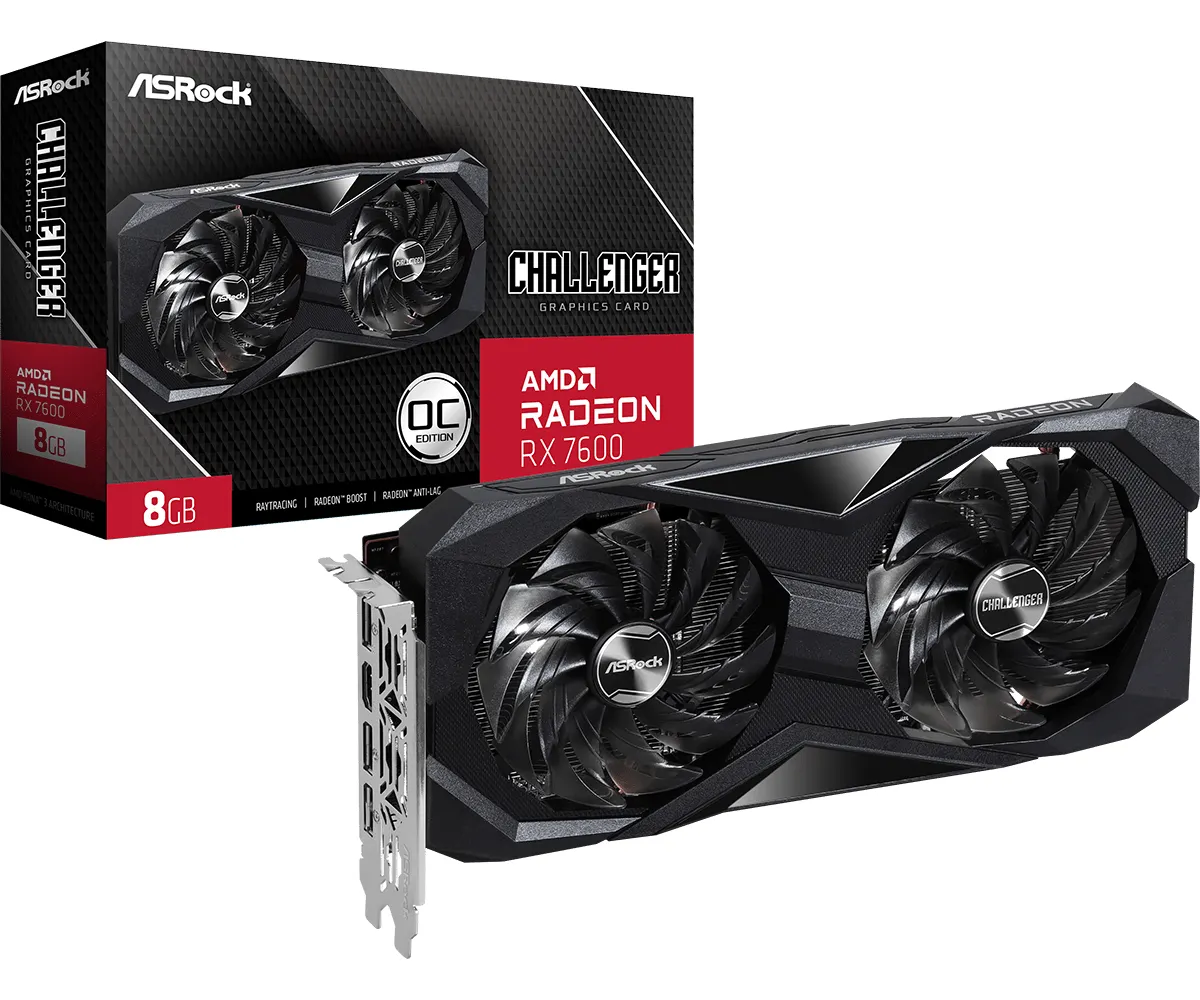 ASRock AMD Radeon RX 7600 Challenger 8GB GDDR6/128-bit, PCIe 4.0, 1× HDMI/3× DP