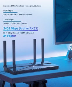 TP-Link AX3000 Archer AX53 bežični usmjerivač, Dual-Band WiFi 6, 574Mbps/2402Mbps (2.4GHz/5GHz)802.11ax/a/b/g/n/ac, 1×G-WAN, 4×G-LAN, 4 antene, bežični