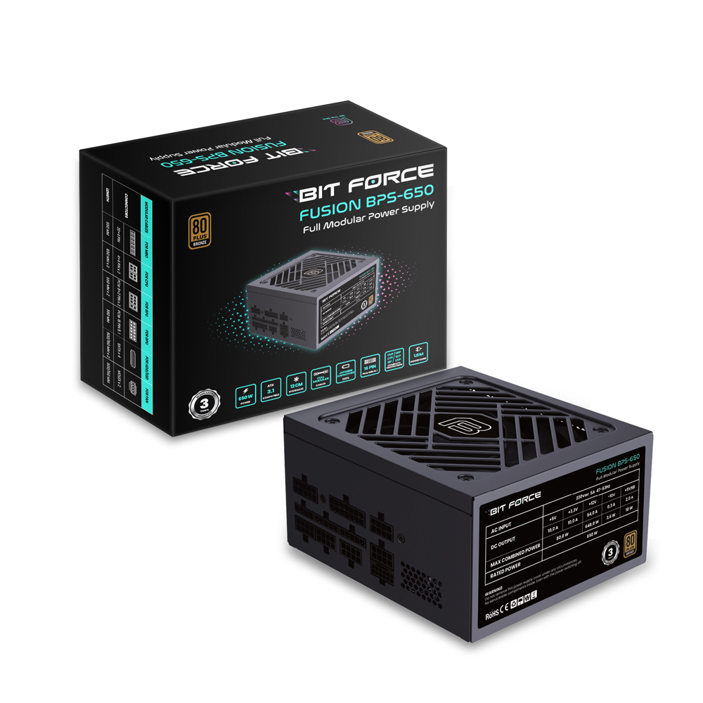 BIT FORCE napajanje 650W 80+ BRONZE FUSION BPS-650, modularno, ATX 3.1, PCI-E 5.1