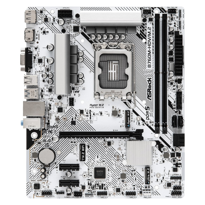 ASRock MB B760M-HDV/M.2, S.1700, 2xDDR5/7200MHz(OC), PCIe 4.0, 2.5 G-LAN, USB-C, VGA/DP/HDMI, mATX
