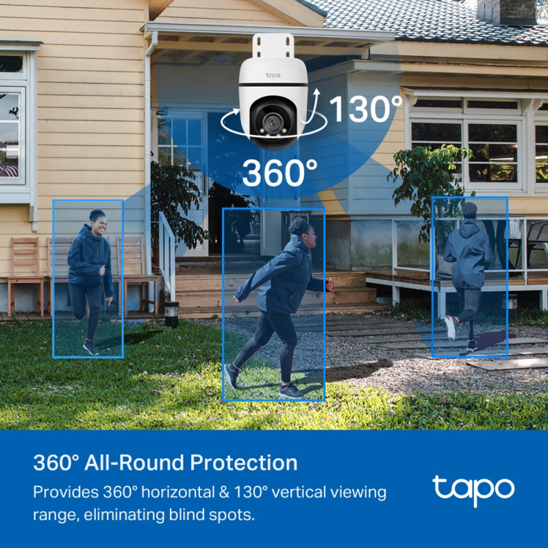 TP-Link Tapo C510W kamera 2K 3MP, H.264, 360°/130° Pan/Tilt, Full-Color Night Vision, microSD, dvosmjerni audio, detekcija pokreta, vodootporna IP65, Wi-Fi, Tapo app