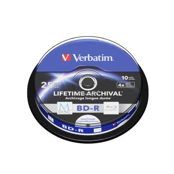 M-Disc Lifetime Archival Verbatim 25GB BD-R SL 4× Inkjet Printable 10 pack spindle