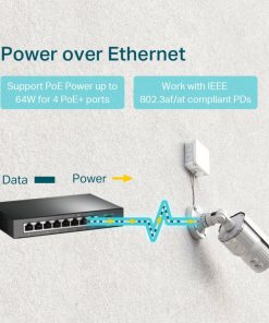 TP-Link 8-port Gigabit PoE preklopnik (Switch), 8×10/100/1000M RJ45 ports, 4×PoE ports, metalno kućište (53W)