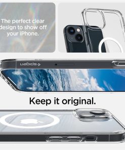 Spigen Crystal Hybrid MagSafe, zaštitna maska za telefon, prozirno-bijela - iPhone 14 Plus (ACS04656)