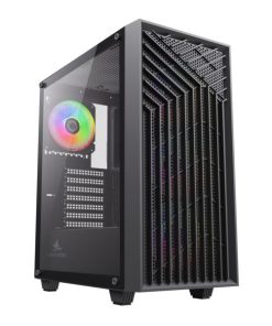NaviaTec X3 3613BK Gaming case with 4x ARGB Fans, Real Glass Side