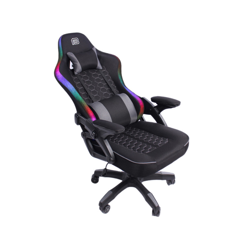 Bit Force HYPNOSIS RGB-2D igraća stolica s potpornim jastučićima, PU koža, 2D naslon za ruke, nosivost 130kg, crna