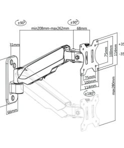 Roline VALUE zidni nosač za monitor, 4 spoja, Pivot, nosivost 8kg, crni