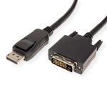Roline VALUE DisplayPort kabel, DP - DVI-D (24+1), M/M, 3.0m, crni