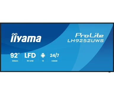 IIYAMA 92" LH9252UWS-B1AG 5K UWD (5120x2160) VA 21:9 Signage 24/7, 500 cd/m2, 5000:1, Android OS, iiyama DMS, iiyama Share, EShare