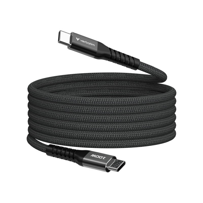 Verbatim Sync & Charge Magnetic kabel USB-C na USB-C, M/M, 100W PD3.0/QC3.0, crni, 1.2m