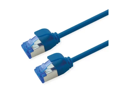 Roline S/FTP (PiMF) Data Center mrežni kabel, Cat.6A (Class EA), slim, LSOH, tangle free, 0.5m, plavi