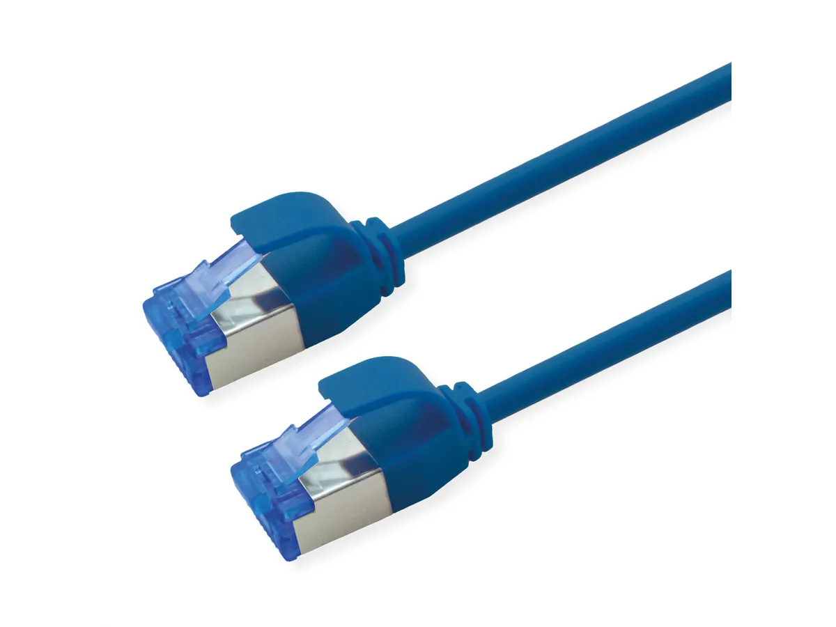 Roline S/FTP (PiMF) Data Center mrežni kabel, Cat.6A (Class EA), slim, LSOH, tangle free, 0.5m, plavi