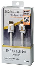 Transmedia HDMI Premium Certified Cable 1,5m white nylon braided blister packaging