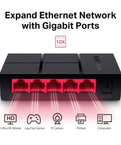 Mercusys 5-port Gigabit mini Desktop preklopnik (Switch), 5×10/100/1000M RJ45 ports, plastično kućište