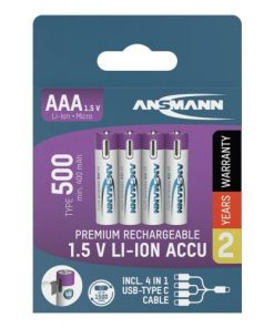 Ansmann Li-Ion batteries AAA type 500 (min. 400 mAh) 4pcs. paper blister