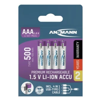 Ansmann Li-Ion batteries AAA type 500 (min. 400 mAh) 4pcs. paper blister