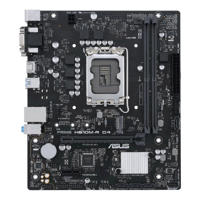 Asus MB Prime H610M-R D4-SI, S.1700, 2xDDR4/3200, PCIe 4.0, G-LAN, VGA/HDMI/DVI-D, mATX