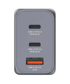Verbatim GNC-65 GaN zidni punjač 65W, 2×USB-C PD 65W / 1×USB-A QC3.0