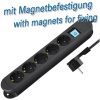 Transmedia 5-way power strip, switch, illuminated, black, 2m