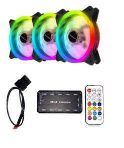NaviaTec RGB PC Case Dual Ring Fan 3x Controller BUNDLE