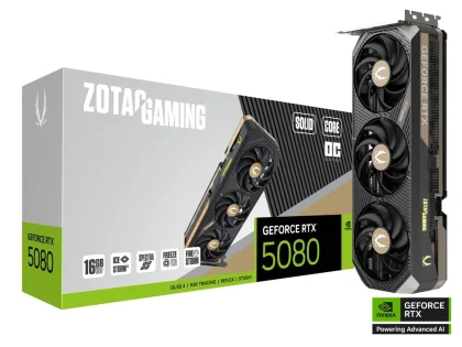 Zotac GAMING GeForce RTX 5080 Solid Core OC 16GB GDDR7/256-bit, PCIe 5.0, 3×DP/HDMI