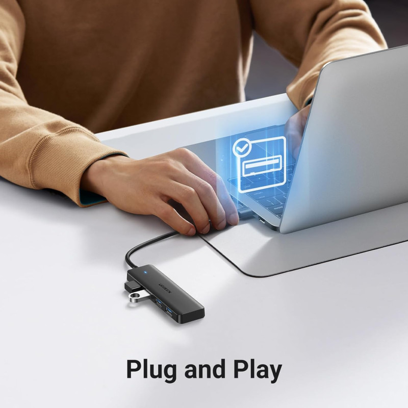 UGREEN 4-portni USB-A HUB 4xUSB-A 3.0, sivi