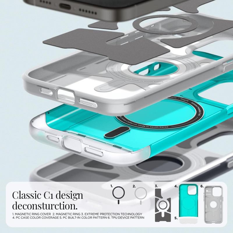 Spigen Classic C1 MagSafe, bondi blue - iPhone 15 Pro (ACS06743)