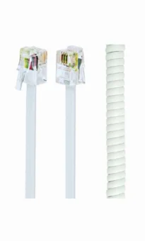 Gembird Telephone handset spiral cord, RJ10 (4P4C), 2 m, white