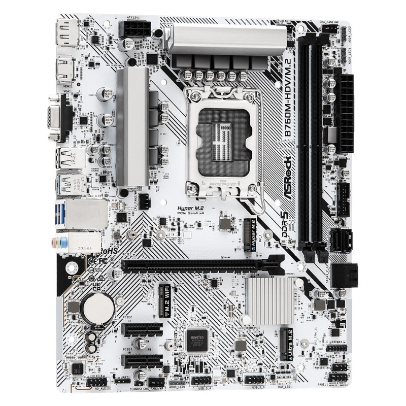 ASRock MB B760M-HDV/M.2, S.1700, 2xDDR5/7200MHz(OC), PCIe 4.0, 2.5 G-LAN, USB-C, VGA/DP/HDMI, mATX