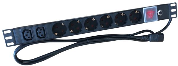 NaviaTec PDU (Power Distribution Unit) sa 6x Schuko 2x C13 priključaka, kabel C14, 19"