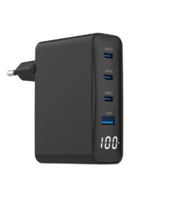 Gembird 4-port 100W GaN USB fast charger, LCD, black