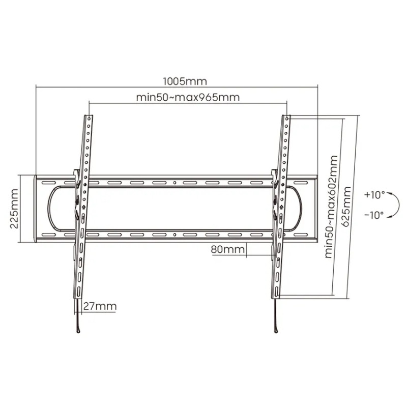 Roline VALUE zidni nosač za TV 60"-120", nagibni, udaljenost od zida 80mm, nosivost 120kg, crni