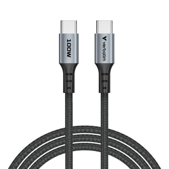 Verbatim Sync & Charge kabel USB-C na USB-C, M/M, 100W PD3.0/QC3.0, crni, 1.2m