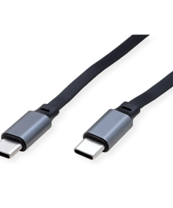 Roline USB 2.0 kabel, C-C, M/M, 60W, izvlačivi, crni, 1.2m