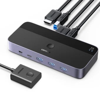 UGREEN CM664 KWM Switch, 3×HDMI 2.0 (4K@60Hz), 2×USB-C, 3× USB-A, 2×USB-B