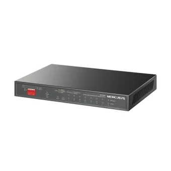 Mercusys 10-Port 10/100Mbps Desktop preklopnik (Switch) 10×10/100/1000Mbps, 8-Port PoE+, Plug & Play, Auto-Negotiation, Auto-MDI/MDIX, metalno kučište