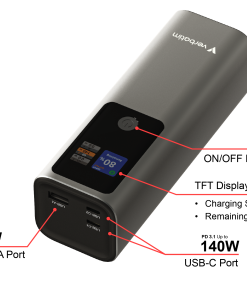 Verbatim Powerbank 27000mAH Charge 'n' Go 183W max, Dual USB-C® port, 1xUSB-A, Smart digital TFT display